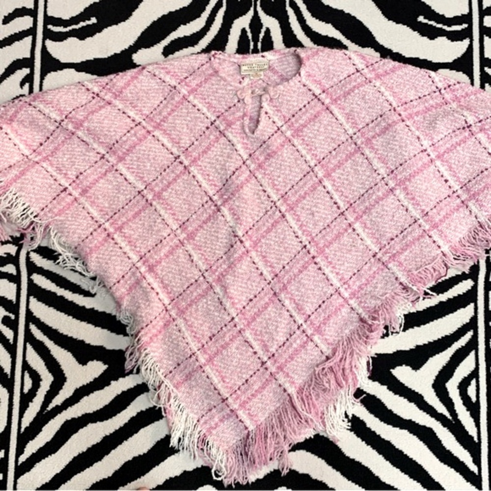 Boyne Valley Weavers Irish Alpaca Wool Plaid Fringe Poncho One Size - Picture 7 of 9